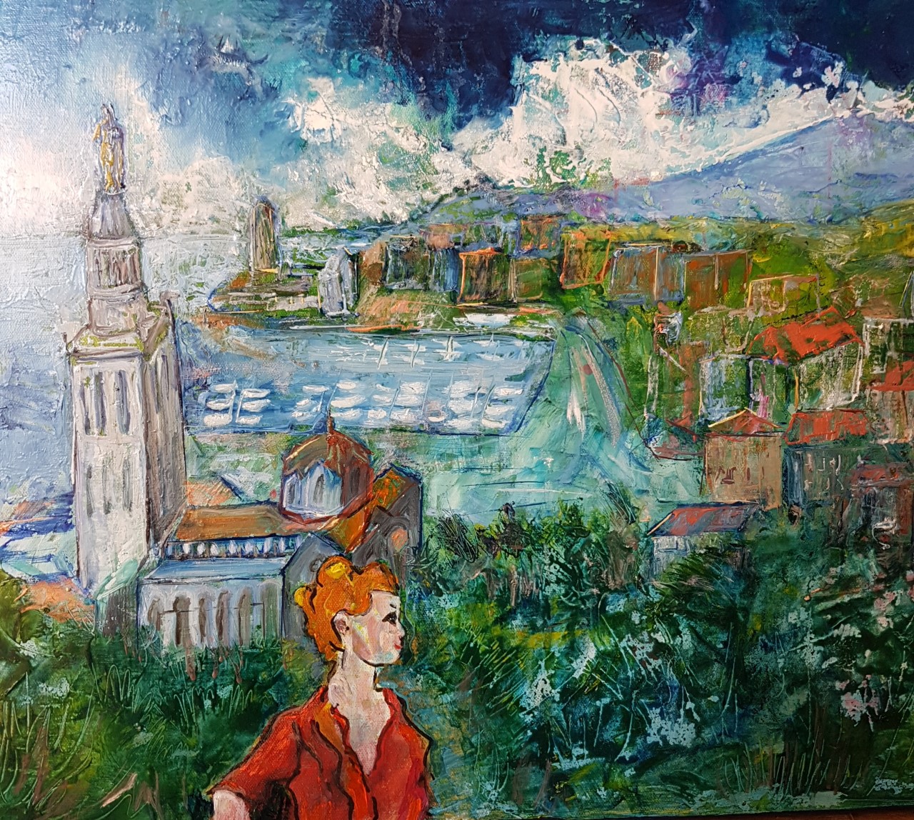 Peinture de l'artiste peintre Adèle liva, le titre de l'oeuvre est : Pins au vent